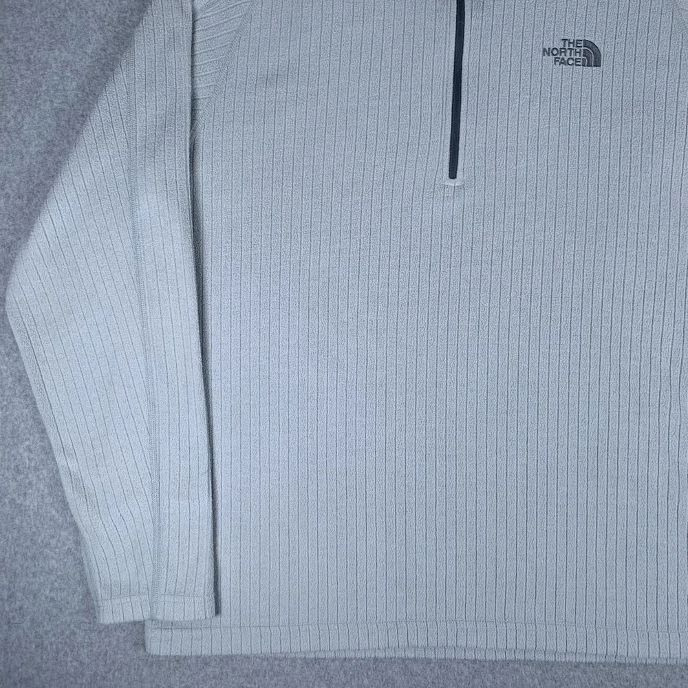 The North Face Fleece Pullover Mens XL Grey Ribbed Quarter Zip